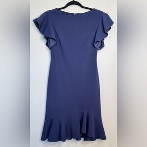 Vince Camuto Navy Blue Ruffle Sleeve Mini Dress